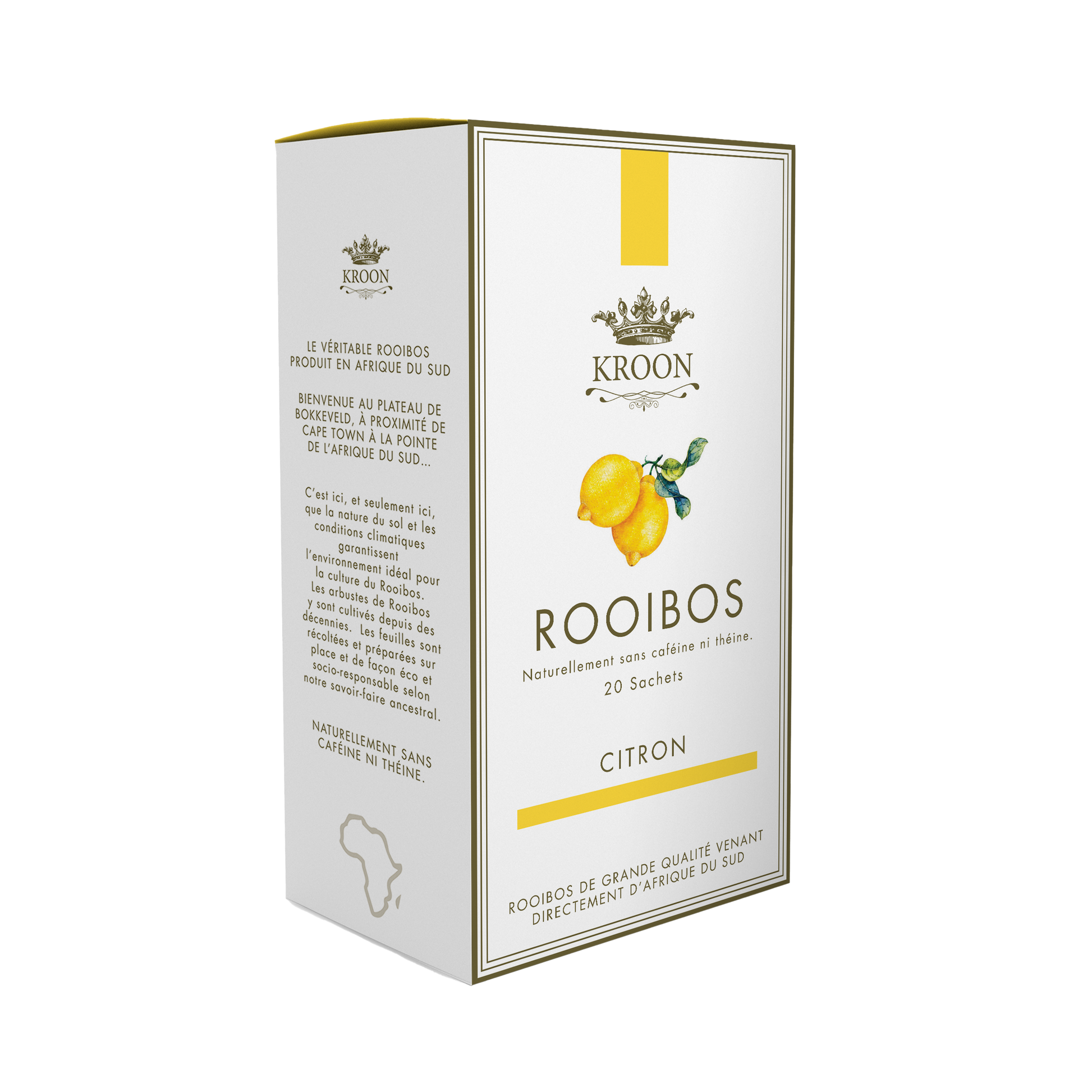 An image of a box of Kroon Lemon Rooibos with 20 sachets