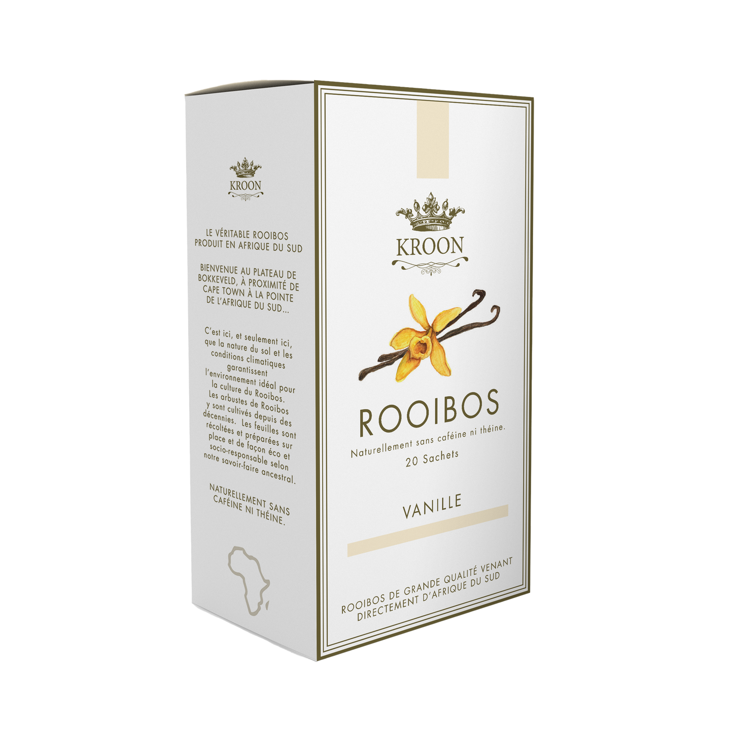 An image of a box of Kroon Vanilla Rooibos with 20 sachets